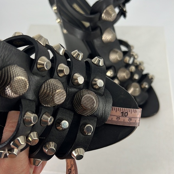 Balenciaga 41 Arena Gladiator Roman Black Large Stud studded Wedges Sandals E837 - Picture 16 of 17